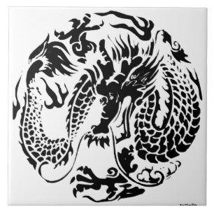 De Cerâmica Azulejo preto do dragão