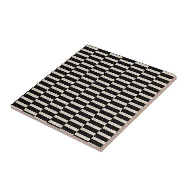 De Cerâmica Azulejo Preto e Bege Listrado (Lateral)