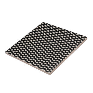 De Cerâmica Azulejo Preto e Bege Listrado Quadrado