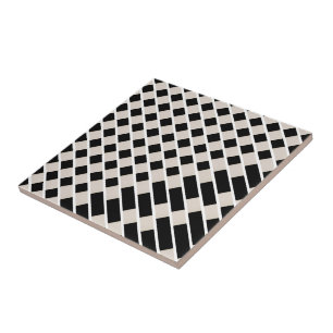De Cerâmica Azulejo Preto e Bege Listrado Quadrado