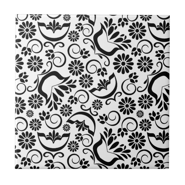 De Cerâmica Azulejo preto e branco elegante (Frente)