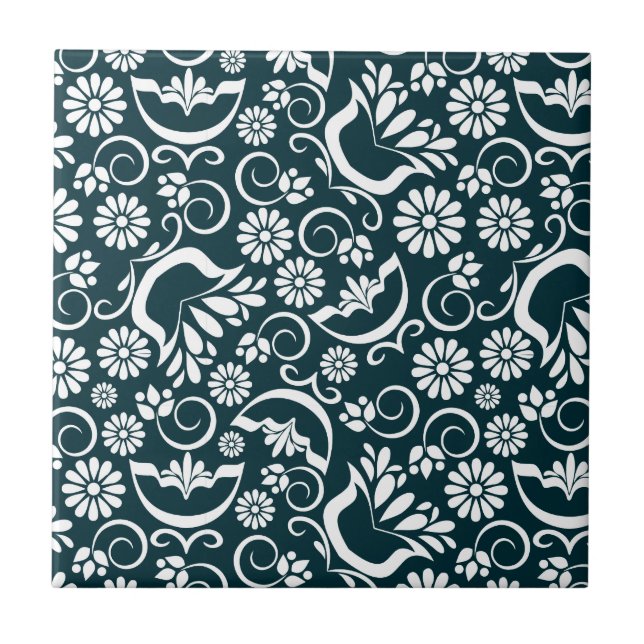 De Cerâmica Azulejo preto e branco elegante (Frente)