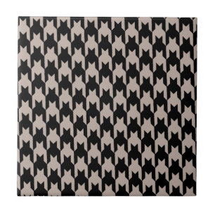 De Cerâmica azulejo preto e creme do padrão-houndstooth