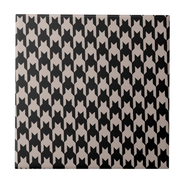 De Cerâmica azulejo preto e creme do padrão-houndstooth (Frente)