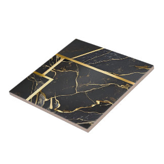 De Cerâmica Azulejo preto e Dourado