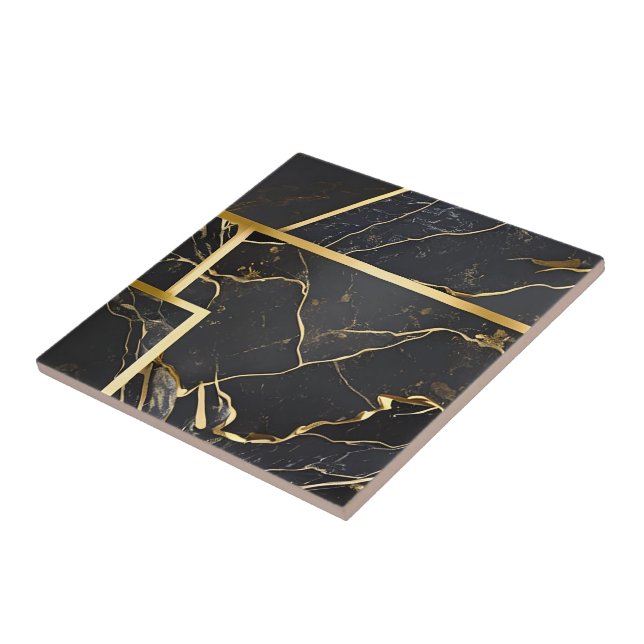 De Cerâmica Azulejo preto e Dourado (Lateral)