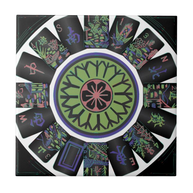 De Cerâmica Azulejo Preto Mah Jongg Um Ponto (Frente)