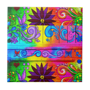 De Cerâmica azulejo psicadélico do hippie