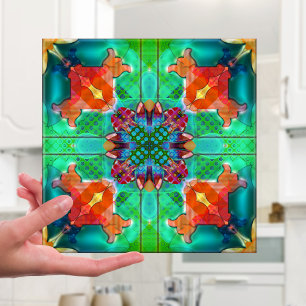 De Cerâmica Azulejo psicadélico retro geométrico do