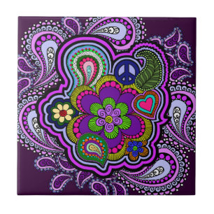 De Cerâmica Azulejo Psicodélico Púrpura Paisley