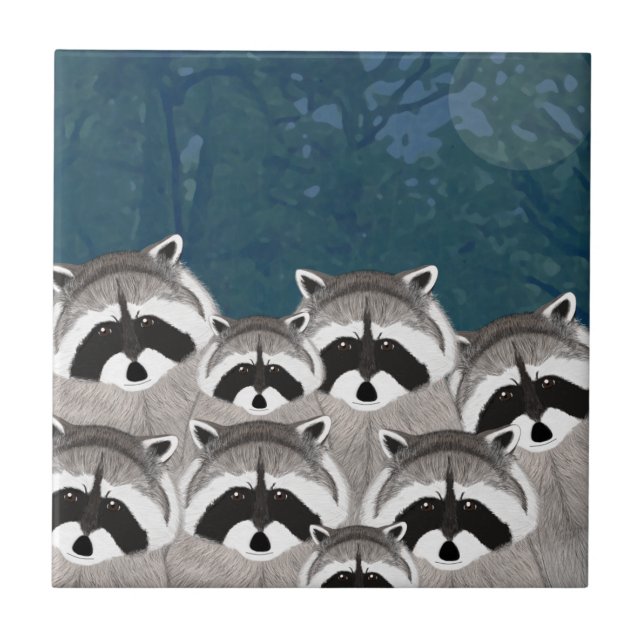 De Cerâmica Azulejo Raccoons (Frente)