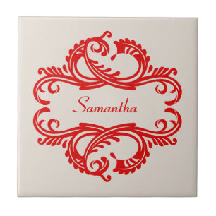 De Cerâmica Azulejo Red Chic Damask