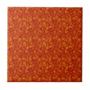 De Cerâmica Azulejo Red Orange Paisley