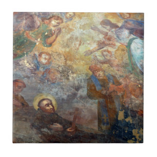 De Cerâmica Azulejo religioso do impressão da arte do vintage