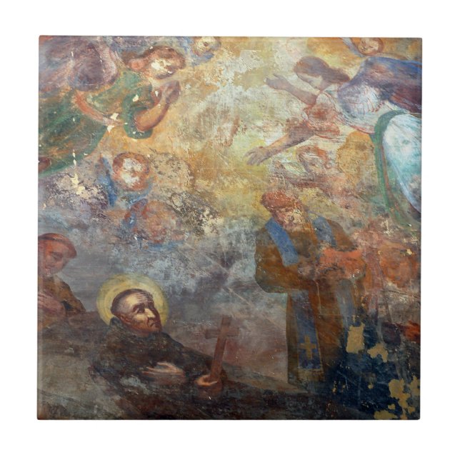 De Cerâmica Azulejo religioso do impressão da arte do vintage (Frente)