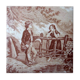 De Cerâmica Azulejo Repro Vitoriano 1880 Sepia "The Hunt"