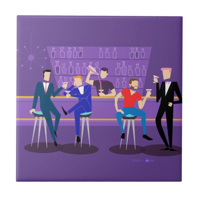 De Cerâmica Azulejo retro do bar alegre (Frente)