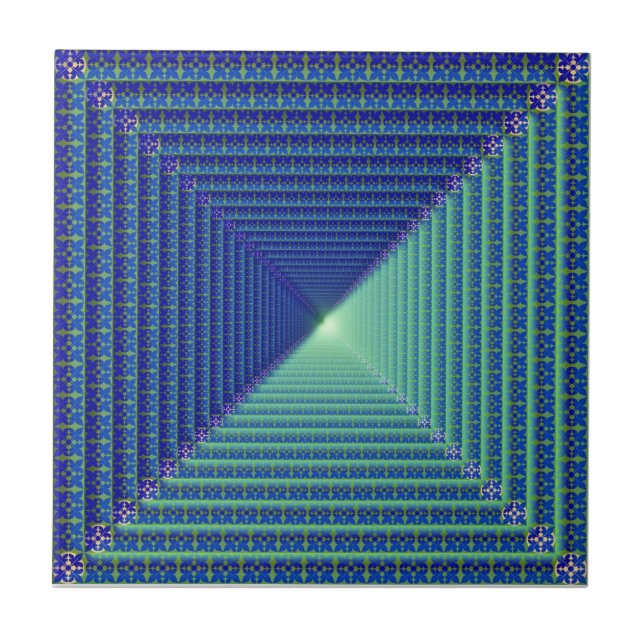 De Cerâmica Azulejo reverso azul da pirâmide (Frente)