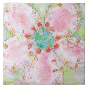 De Cerâmica azulejo rosa