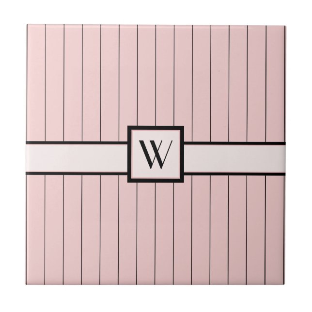 De Cerâmica Azulejo Rosa com Pinstripes Pretas (Frente)