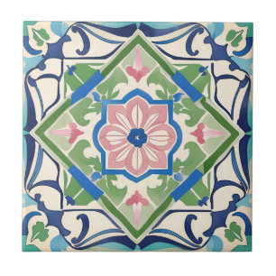 De Cerâmica Azulejo rosa e azul