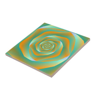 De Cerâmica Azulejo Rosa espiral laranja e verde