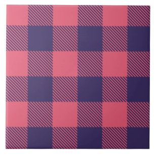 De Cerâmica Azulejo Rosa Quente Magenta Índigo Plaid Búfalo