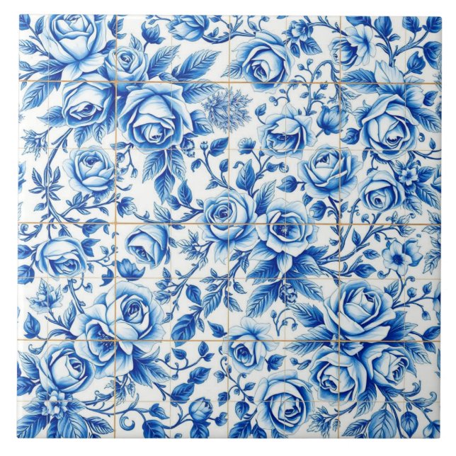 De Cerâmica azulejo rosas em profusão (Frente)