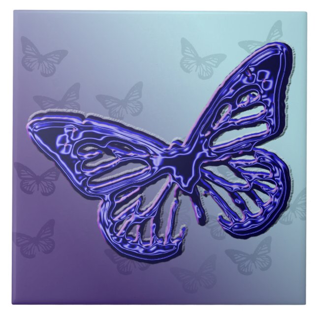De Cerâmica Azulejo roxo da borboleta (Frente)