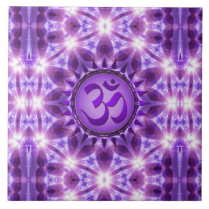 De Cerâmica Azulejo roxo da mandala do OM da energia da