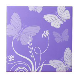 De Cerâmica Azulejo roxo das borboletas