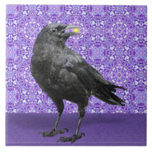 Azulejo roxo do teste padrão do corvo preto