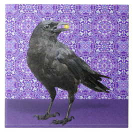 De Cerâmica Azulejo roxo do teste padrão do corvo preto