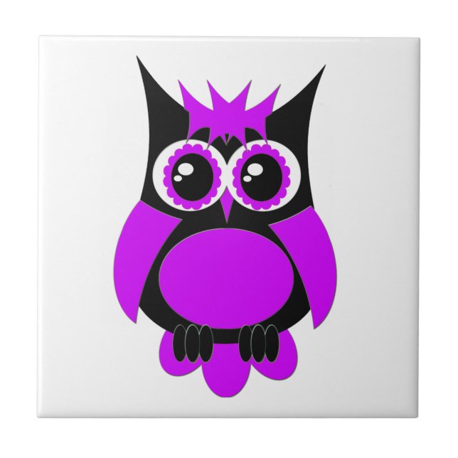 De Cerâmica Azulejo Roxo Punk Owl (Frente)