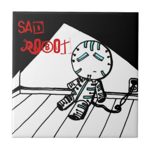 De Cerâmica Azulejo Sad Robot