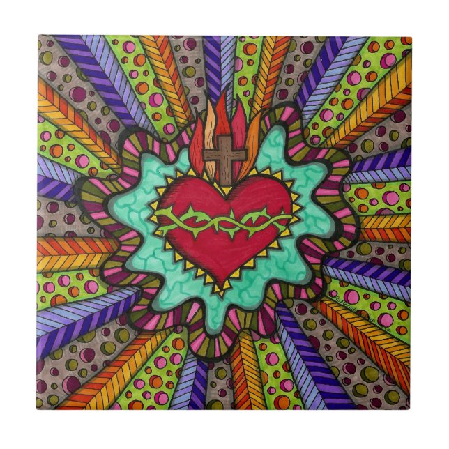 De Cerâmica Azulejo sagrado do coração (Frente)