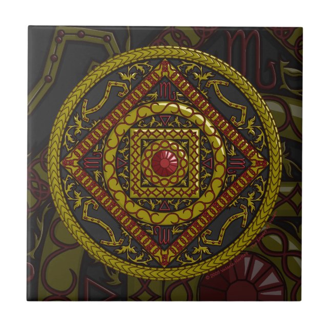 De Cerâmica Azulejo Scorpio Mandala (Frente)