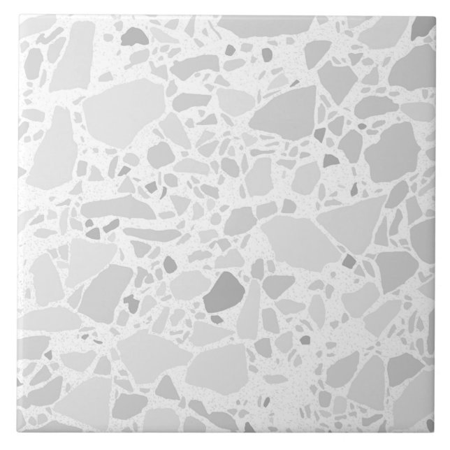 De Cerâmica Azulejo Simples Branco e Cinza Terrazzo (Frente)
