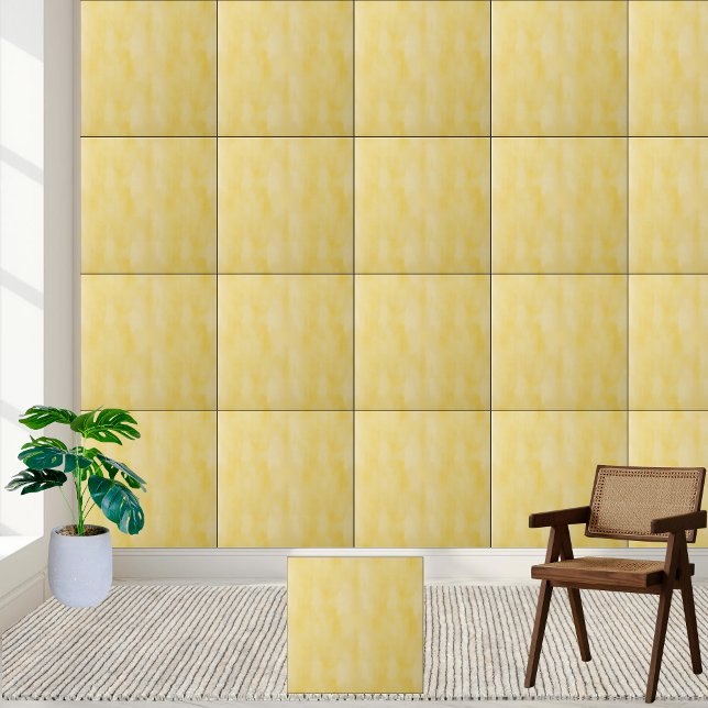 De Cerâmica Azulejo Solar Amarelo-Aquoso Cerâmico (Sunny Yellow Watercolor Ceramic Tile)
