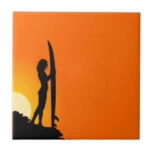 De Cerâmica Azulejo Surfer Girl