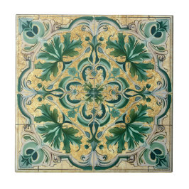 De Cerâmica Azulejo Talavera Azulejo Dourado Verde