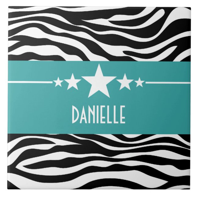 De Cerâmica Azulejo Teal Sassy Star Zebra (Frente)