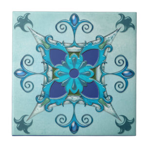 De Cerâmica Azulejo Teal Turquoise Mediterrânica Design
