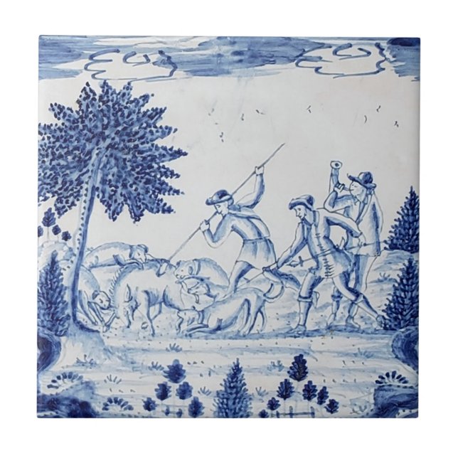 De Cerâmica Azulejo tradicional com caçadores-28 (Frente)