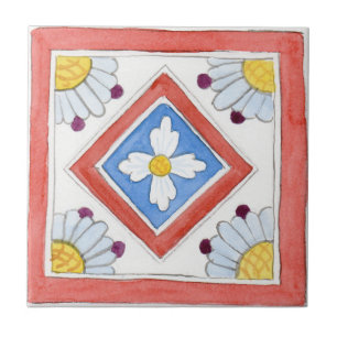 De Cerâmica Azulejo Tradicional desenho siciliano vermelho bra