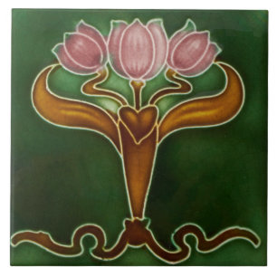 De Cerâmica Azulejo - Três Tulipas Rosa