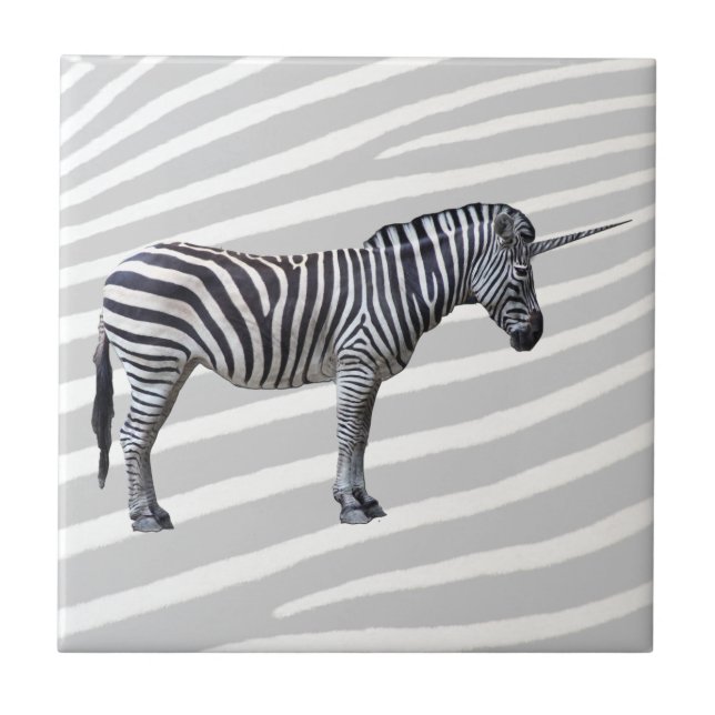 De Cerâmica Azulejo triste do unicórnio da zebra (Frente)