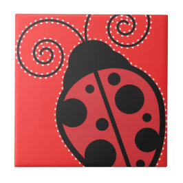 De Cerâmica Azulejo Trivet da Ladybug Vermelha