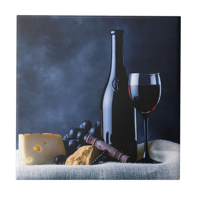 De Cerâmica Azulejo Trivet do vinho e do queijo (Frente)