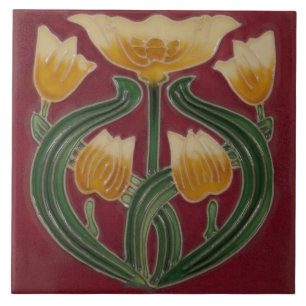 De Cerâmica Azulejo - Tulipas Arte Nova